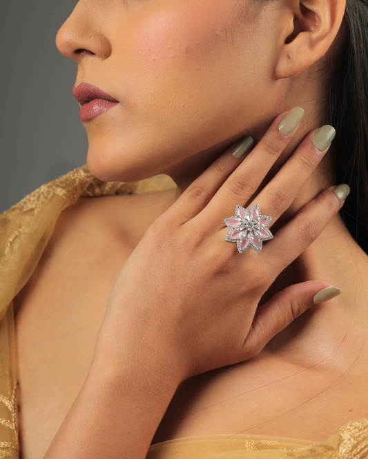 Romantic Bloom: 2-Tone Pink Rose Ring